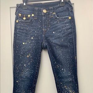 Women’s True Religion Silver/Gold Jeans Size 26